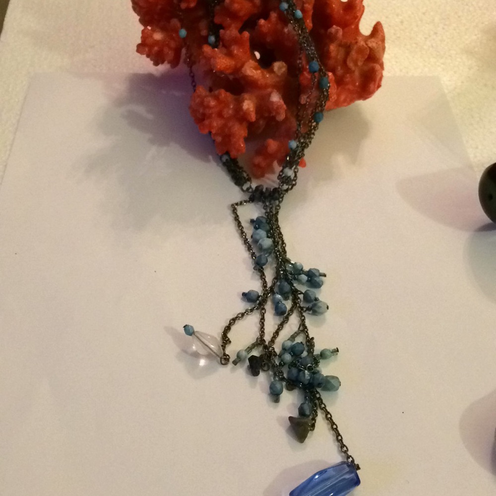 Boho turquoise glass beads necklace